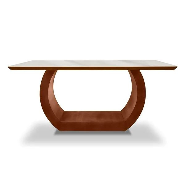 Mesa Athena com Base U na Cor Pinhão Tampo Retangular 