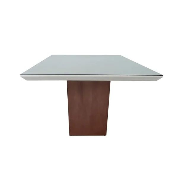 Mesa Muinique Base Clin na cor Castanho com Vidro 4mm Castanho