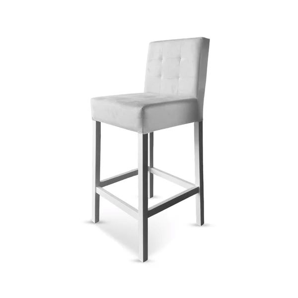 Banqueta Gana Estofada em Madeira na cor  Branca -  Tecido Veludo Off-White