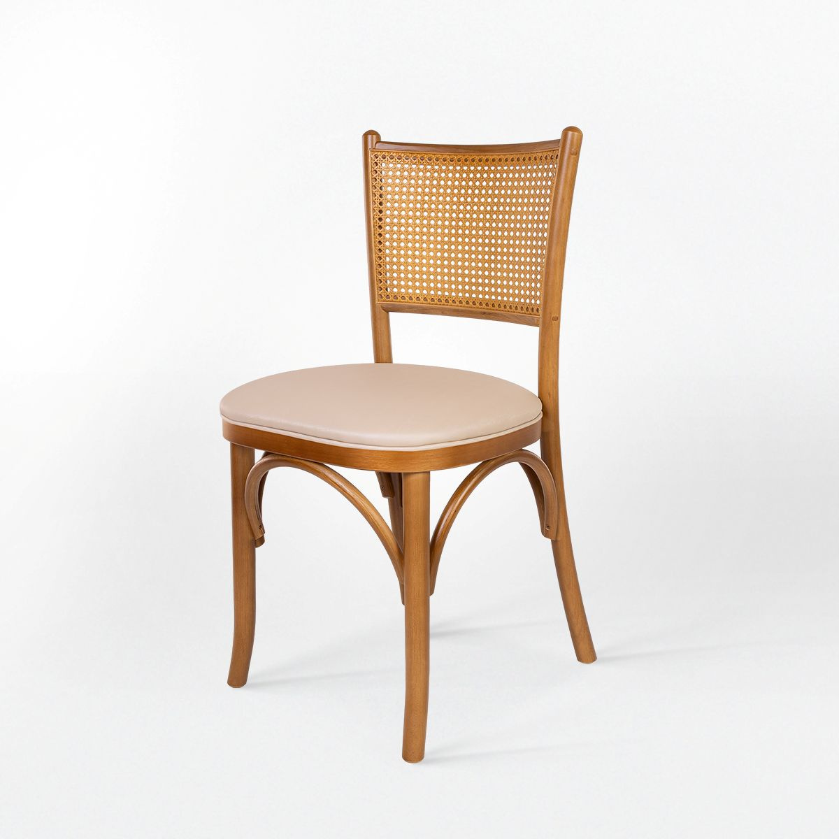 Cadeira Malibu De Madeira Maciça Nozes Com Tela Assento Estofado Tecido Facto Pérola