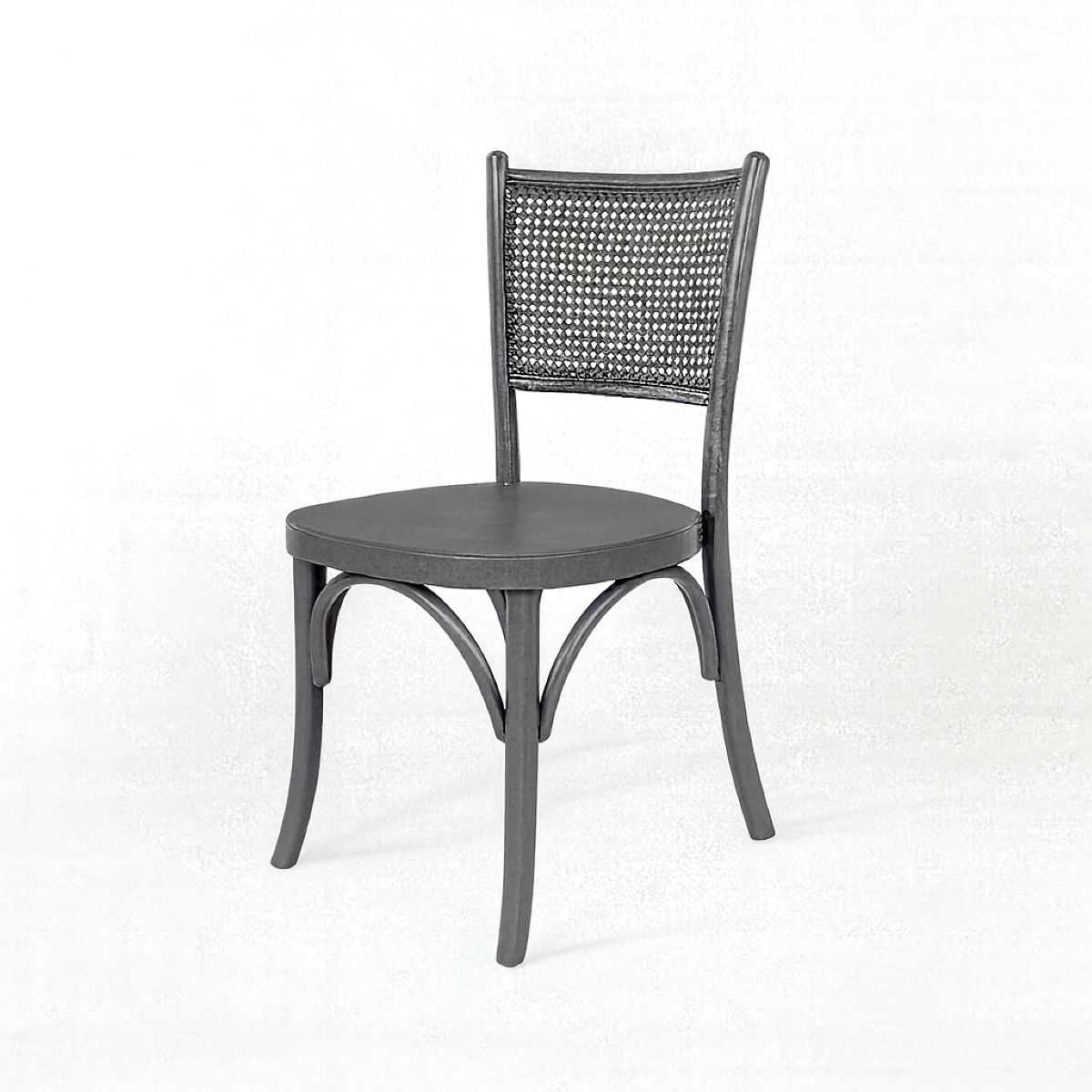 Cadeira Malibu De Madeira Maciça Encosto em Tela na cor cinza