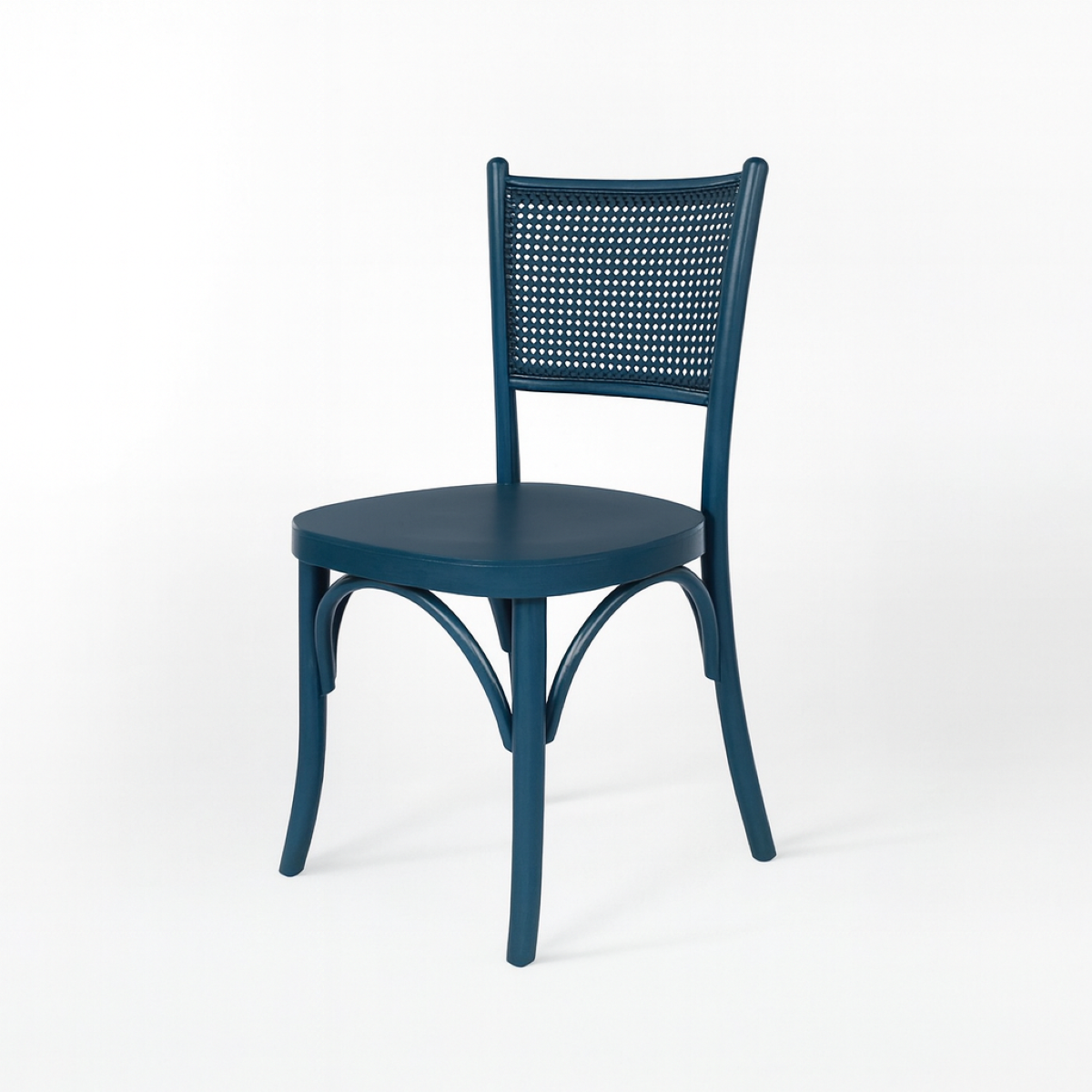 Cadeira Malibu De Madeira Maciça Encosto em Tela na cor Azul Petroleo