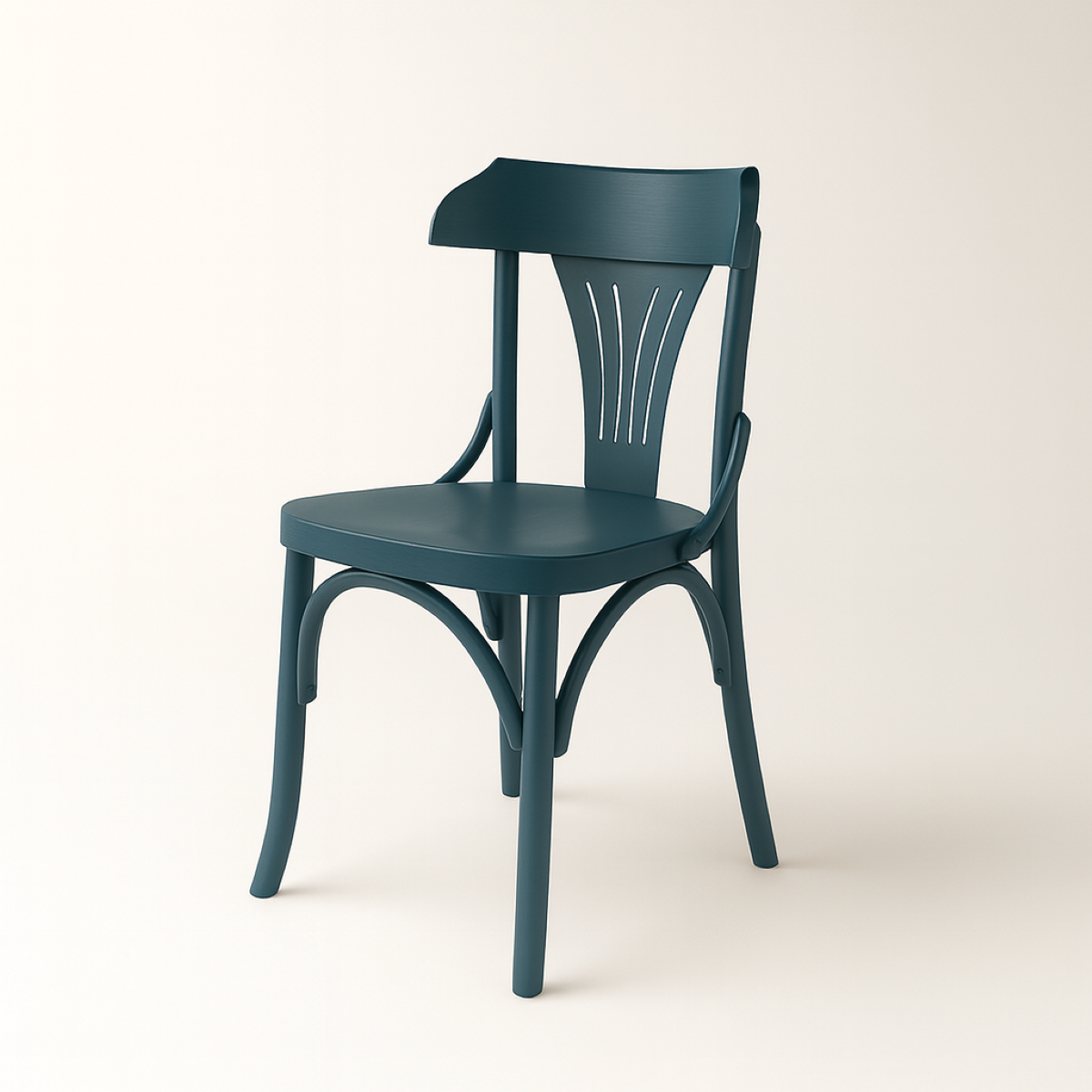 Cadeira Irís de Madeira Maciça na cor Azul Petroleo