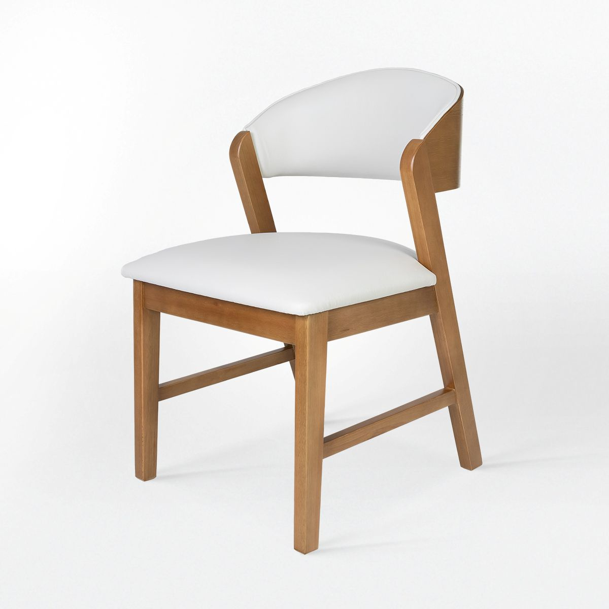 Cadeira Siena Madeira Maciça Design Italiano Sofisticada Arabesco Amendoa Courino Off White