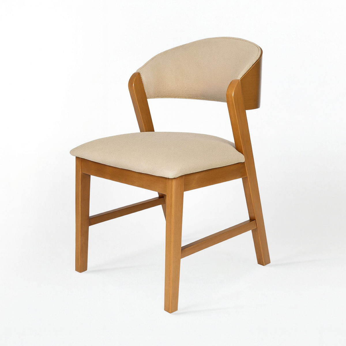 Cadeira Siena Madeira Maciça Design Italiano Sofisticada Arabesco Amendoa Courino Off White