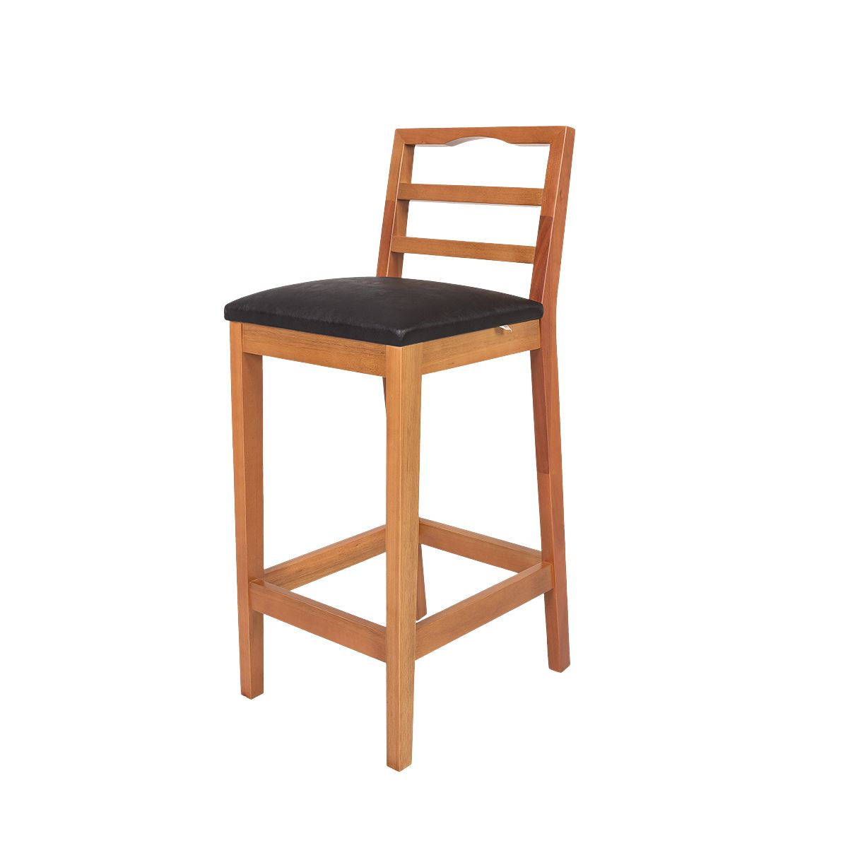 Banqueta Alta Madeira Maciça Assento Estofado 71cm